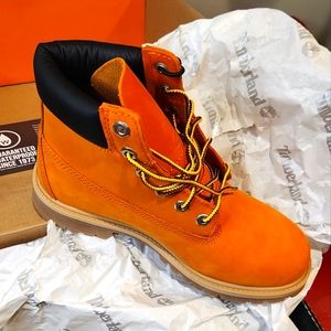 Timberland Premium 6 in waterproof bright orange nubuck boots